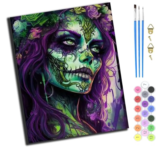 XIAOYOUQIAN Gothic Totenkopf Frau,Malen Nach Zahlen Erwachsene,Diy Handgemalt Ölgemälde,Mit Pinseln Malerei Kits Erwachsene Kunsthandwerk Für Zuhause 40X50 Cm,Ohne Rahmen XIAOYOUQIAN Gothic Totenkopf Frau,Malen Nach Zahlen Erwachsene,Diy Handgemalt Ölgemälde,Mit Pinseln Malerei Kits Erwachsene Kunsthandwerk Für Zuhause 40X50 Cm,Ohne Rahmen von XIAOYOUQIAN