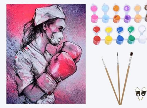 XIAOYOUQIAN Graffiti Boxer Krankenschwester Schönheit，Malen Nach Zahlen Erwachsene, DIY mit Pinseln und Acrylfarben Handgemalt Ölgemälde Leinwand für Home Decor, (40x50cm) ，ohne Rahmen von XIAOYOUQIAN