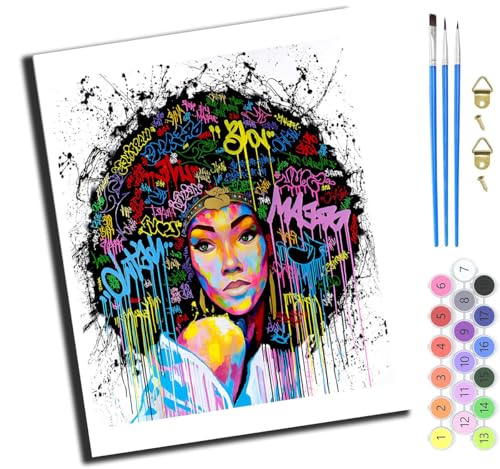 XIAOYOUQIAN Graffiti Ist Das Haarmädchen,Malen Nach Zahlen Erwachsene,Inklusive Pinsel Und Acrylfarben,40X50Cm,Diy Handgemalt Ölgemälde Kit,Ohne Rahmen von XIAOYOUQIAN