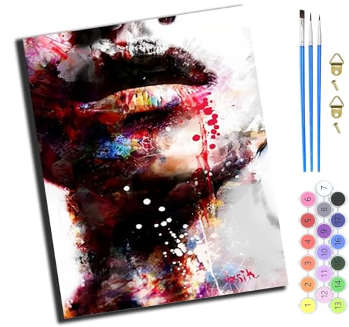 XIAOYOUQIAN Graffiti-Mädchengesicht,Malen Nach Zahlen Erwachsene,Happy Painting Kits,Bastelset Leinwand Pinsel,Handgemalt Ölgemälde Kinder 40X50Cm,Ohne Rahmen von XIAOYOUQIAN
