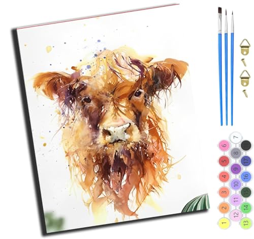 XIAOYOUQIAN Graffiti Yak,Malen Nach Zahlen Erwachsene,Paint By Numbers,Diy Handgemalt Ölgemälde Mit 3,Pinseln Und Acrylfarbe Knitterfreie Leinwand Kit,40X50 Cm,Ohne Rahmen von XIAOYOUQIAN