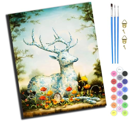XIAOYOUQIAN Hirsche Und Blumen,Malen Nach Zahlen Erwachsene,Diy Handgemalt Ölgemälde,Mit Pinseln Malerei Kits Erwachsene Kunsthandwerk Für Zuhause 40X50 Cm,Ohne Rahmen XIAOYOUQIAN Hirsche Und Blumen,Malen Nach Zahlen Erwachsene,Diy Handgemalt Ölgemälde,Mit Pinseln Malerei Kits Erwachsene Kunsthandwerk Für Zuhause 40X50 Cm,Ohne Rahmen von XIAOYOUQIAN