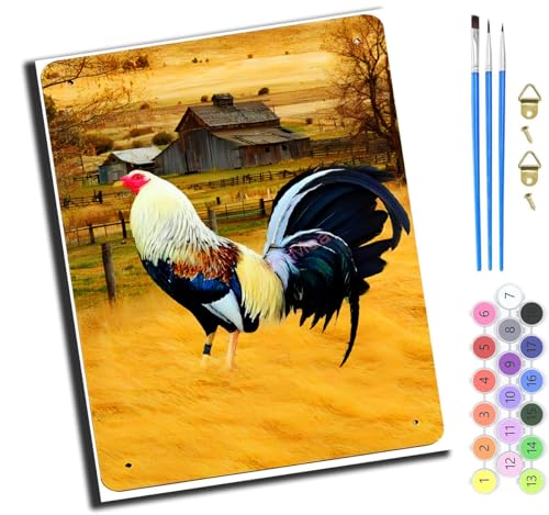 XIAOYOUQIAN Hühnertiere Und -Häuser,Art Malen Nach Zahlen Erwachsene,Diy Handgemalt Ölgemälde Leinwand Set Für Home Haus Deko,(40X50Cm),Ohne Rahmen von XIAOYOUQIAN