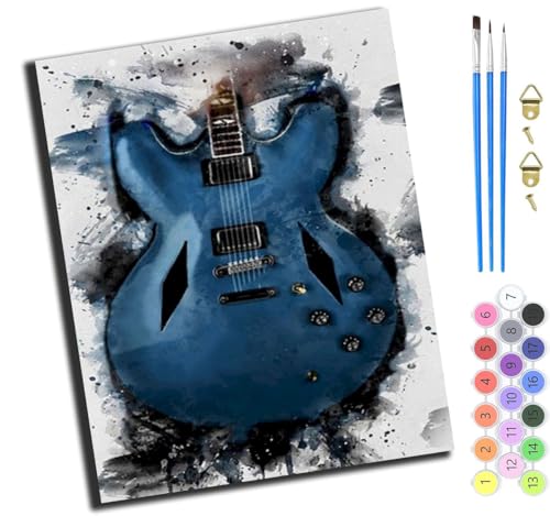 XIAOYOUQIAN Indigo-Gitarren-Tuschemalerei,Malen Nach Zahlen,Diy Handgemalt Ölgemälde,3 Pinseln Und Vorgedruckt Leinwand,Ölgemälde,Festival Geschenk Home Deko,40X50Cm,Ohne Rahmen XIAOYOUQIAN Indigo-Gitarren-Tuschemalerei,Malen Nach Zahlen,Diy Handgemalt Ölgemälde,3 Pinseln Und Vorgedruckt Leinwand,Ölgemälde,Festival Geschenk Home Deko,40X50Cm,Ohne Rahmen von XIAOYOUQIAN