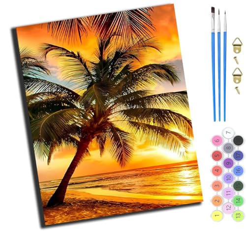 XIAOYOUQIAN Kokosnussbäume Am Meer,Malen Nach Zahlen Erwachsene,Diy Handgemalt Ölgemälde Kit,Paint By Numbers Adult Mit 3,Pinseln Und Acrylfarbe Leinwand Kit,40X50 Cm,Ohne Rahmen XIAOYOUQIAN Kokosnussbäume Am Meer,Malen Nach Zahlen Erwachsene,Diy Handgemalt Ölgemälde Kit,Paint By Numbers Adult Mit 3,Pinseln Und Acrylfarbe Leinwand Kit,40X50 Cm,Ohne Rahmen von XIAOYOUQIAN