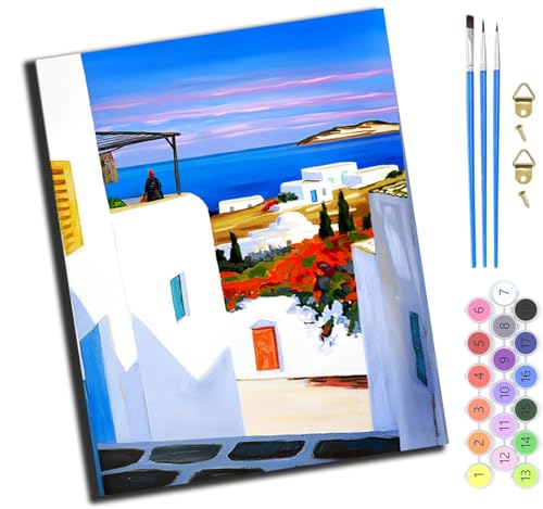 XIAOYOUQIAN Küstenstadt Santorini, Griechenland,Malen Nach Zahlen Erwachsene,Diy Ölgemälde Leinwand Kit Mit Pinseln Und Acrylfarbe Für Home Haus Deko,50X40Cm,Ohne Rahmen XIAOYOUQIAN Küstenstadt Santorini, Griechenland,Malen Nach Zahlen Erwachsene,Diy Ölgemälde Leinwand Kit Mit Pinseln Und Acrylfarbe Für Home Haus Deko,50X40Cm,Ohne Rahmen von XIAOYOUQIAN