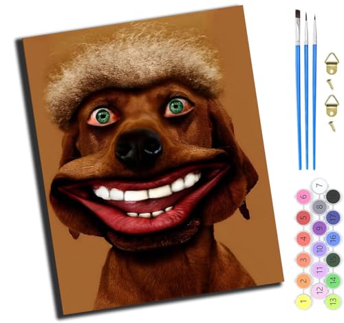 XIAOYOUQIAN Lustiger Schwarzer Hund,Art Malen Nach Zahlen Erwachsene,Diy Handgemalt Ölgemälde Leinwand Set Für Home Haus Deko,(40X50Cm),Ohne Rahmen von XIAOYOUQIAN