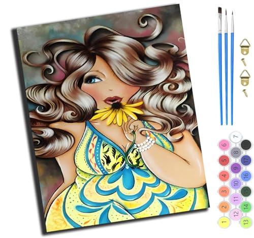 XIAOYOUQIAN Mädchen Mit Lockigem Haar,Malen Nach Zahlen Erwachsene Kinder,Mädchen Und Junge,Farbiges Leinwand Acrylfarben Diy Ölgemälde Set Zur Heimdekoration,40X50Cm,Mit Rahmen von XIAOYOUQIAN
