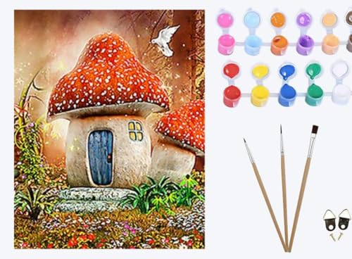 XIAOYOUQIAN Märchenhaftes Waldelfen Pilzhaus,Malen nach Zahlen Erwachsene, DIY Handgemalt Ölgemälde Kit , 40X50 CM, Paint by Numbers Adult Mit 3 , Pinseln und Acrylfarbe leinwand Kit ,mit Rahmen XIAOYOUQIAN Märchenhaftes Waldelfen Pilzhaus,Malen nach Zahlen Erwachsene, DIY Handgemalt Ölgemälde Kit , 40X50 CM, Paint by Numbers Adult Mit 3 , Pinseln und Acrylfarbe leinwand Kit ,mit Rahmen von XIAOYOUQIAN