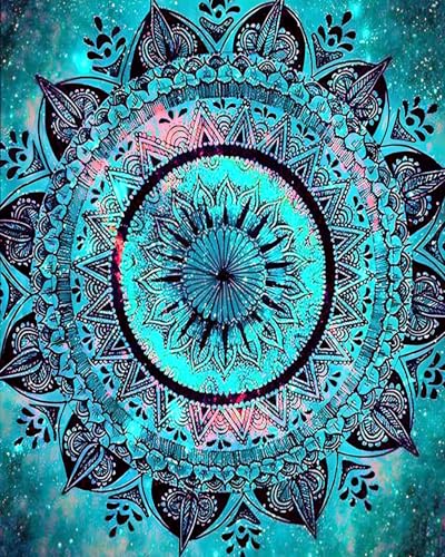XIAOYOUQIAN Malen Nach Zahlen, Diy Handgemalt Ölgemälde, 3 Pinseln Und Vorgedruckt Leinwand，Ölgemälde, Festival Geschenk Home Deko，40X50Cm ，Druckkunst Mandala Abstrakt，Mit Rahmen von XIAOYOUQIAN