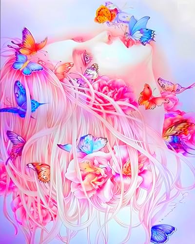 XIAOYOUQIAN Malen Nach Zahlen Erwachsene Kinder, Mädchen Und Junge, Farbiges Leinwand Acrylfarben Diy Ölgemälde Set Zur Heimdekoration, 40X50Cm ，Cartoon Märchen Schmetterling Elfe Mädchen，Mit Rahmen von XIAOYOUQIAN