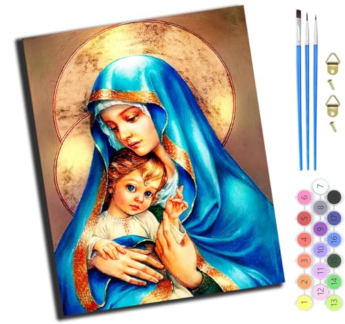 XIAOYOUQIAN Maria Und Jesus,Malen Nach Zahlen Erwachsene,40X50Cm,Be Creative Heimdekoration Anfänger Mit Pinsel Und Acrylfarben Ölgemälde Für Home Decor,Ohne Rahmen XIAOYOUQIAN Maria Und Jesus,Malen Nach Zahlen Erwachsene,40X50Cm,Be Creative Heimdekoration Anfänger Mit Pinsel Und Acrylfarben Ölgemälde Für Home Decor,Ohne Rahmen von XIAOYOUQIAN
