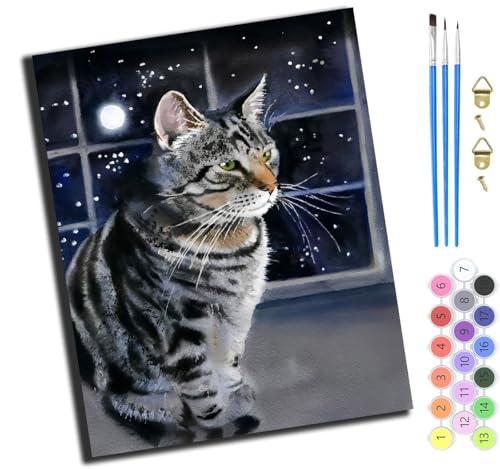 XIAOYOUQIAN Mondnacht Getigerte Katze,Malen Nach Zahlen Erwachsene,Diy Handgemalt Ölgemälde Kit,Paint By Numbers Adult Mit 3,Pinseln Und Acrylfarbe Leinwand Kit,40X50 Cm,Ohne Rahmen XIAOYOUQIAN Mondnacht Getigerte Katze,Malen Nach Zahlen Erwachsene,Diy Handgemalt Ölgemälde Kit,Paint By Numbers Adult Mit 3,Pinseln Und Acrylfarbe Leinwand Kit,40X50 Cm,Ohne Rahmen von XIAOYOUQIAN