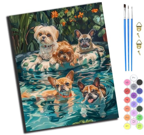 XIAOYOUQIAN Poolparty,Malen Nach Zahlen Erwachsene,Diy Ölgemälde Leinwand Kit Mit Pinseln Und Acrylfarbe Für Home Haus Deko,50X40Cm,Ohne Rahmen von XIAOYOUQIAN