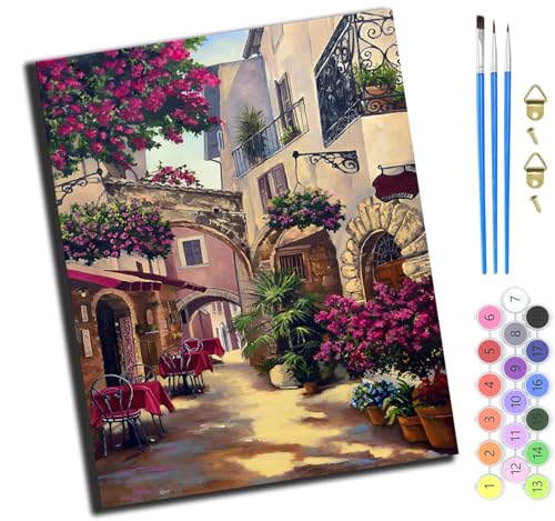 XIAOYOUQIAN Romantische Rosenallee,Malen Nach Zahlen Erwachsene,40X50Cm,Be Creative Heimdekoration Anfänger Mit Pinsel Und Acrylfarben Ölgemälde Für Home Decor,Ohne Rahmen von XIAOYOUQIAN