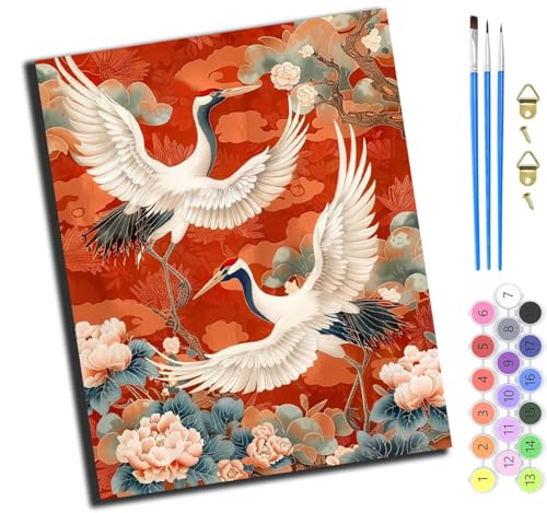 XIAOYOUQIAN Roter Kranich Und Glückverheißende Wolken,Malen Nach Zahlen Erwachsene,Diy Ölgemälde Leinwand Kit Mit Pinseln Und Acrylfarbe Für Home Haus Deko,50X40Cm,Mit Rahmen XIAOYOUQIAN Roter Kranich Und Glückverheißende Wolken,Malen Nach Zahlen Erwachsene,Diy Ölgemälde Leinwand Kit Mit Pinseln Und Acrylfarbe Für Home Haus Deko,50X40Cm,Mit Rahmen von XIAOYOUQIAN