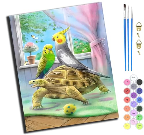 XIAOYOUQIAN Schildkröte Papagei Tier Süßes Haustier,Malen Nach Zahlen Erwachsene,Diy Handgemalt Ölgemälde Kit,Paint By Numbers Adult Mit 3,Pinseln Und Acrylfarbe Leinwand Kit,40X50 Cm,Ohne Rahmen XIAOYOUQIAN Schildkröte Papagei Tier Süßes Haustier,Malen Nach Zahlen Erwachsene,Diy Handgemalt Ölgemälde Kit,Paint By Numbers Adult Mit 3,Pinseln Und Acrylfarbe Leinwand Kit,40X50 Cm,Ohne Rahmen von XIAOYOUQIAN