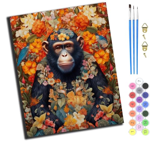 XIAOYOUQIAN Schimpanse Affe In Den Blumen,Malen Nach Zahlen Erwachsene,Diy Handgemalt Ölgemälde Kit,Inklusive Pinsel Und Acrylfarben,40X50 Cm,Ohne Rahmen XIAOYOUQIAN Schimpanse Affe In Den Blumen,Malen Nach Zahlen Erwachsene,Diy Handgemalt Ölgemälde Kit,Inklusive Pinsel Und Acrylfarben,40X50 Cm,Ohne Rahmen von XIAOYOUQIAN