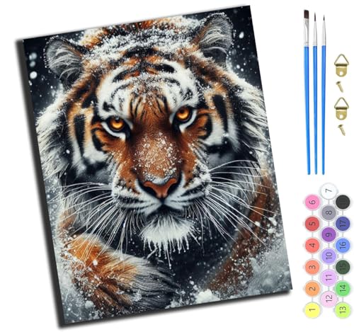 XIAOYOUQIAN Schneesaison-Tiger,Malen Nach Zahlen Erwachsene,Diy Ölgemälde Leinwand Kit Mit Pinseln Und Acrylfarbe Für Home Haus Deko,50X40Cm,Ohne Rahmen XIAOYOUQIAN Schneesaison-Tiger,Malen Nach Zahlen Erwachsene,Diy Ölgemälde Leinwand Kit Mit Pinseln Und Acrylfarbe Für Home Haus Deko,50X40Cm,Ohne Rahmen von XIAOYOUQIAN