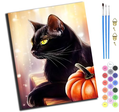 XIAOYOUQIAN Schwarze Katze Und Kürbis,Malen Nach Zahlen Erwachsene,Diy Handgemalt Ölgemälde,Mit Pinseln Malerei Kits Erwachsene Kunsthandwerk Für Zuhause 40X50 Cm,Ohne Rahmen XIAOYOUQIAN Schwarze Katze Und Kürbis,Malen Nach Zahlen Erwachsene,Diy Handgemalt Ölgemälde,Mit Pinseln Malerei Kits Erwachsene Kunsthandwerk Für Zuhause 40X50 Cm,Ohne Rahmen von XIAOYOUQIAN