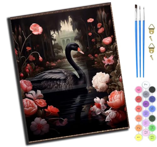 XIAOYOUQIAN Schwarze Schwanenrose,Malen Nach Zahlen Erwachsene,Diy Ölgemälde Leinwand Kit Mit Pinseln Und Acrylfarbe Für Home Haus Deko,50X40Cm,Ohne Rahmen XIAOYOUQIAN Schwarze Schwanenrose,Malen Nach Zahlen Erwachsene,Diy Ölgemälde Leinwand Kit Mit Pinseln Und Acrylfarbe Für Home Haus Deko,50X40Cm,Ohne Rahmen von XIAOYOUQIAN