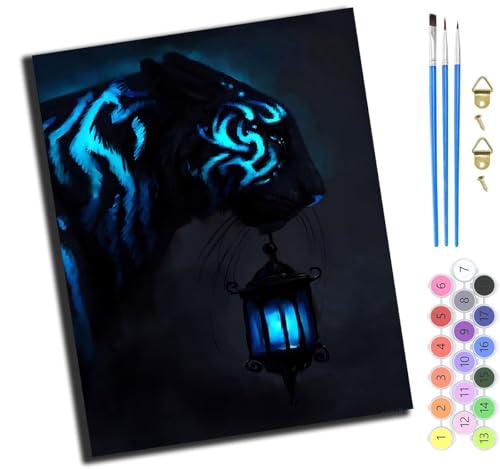 XIAOYOUQIAN Schwarzer Tiger Hält Eine Lampe,Malen Nach Zahlen Erwachsene,Diy Handgemalt Ölgemälde Kit,Paint By Numbers Adult Mit 3,Pinseln Und Acrylfarbe Leinwand Kit,40X50 Cm,Ohne Rahmen XIAOYOUQIAN Schwarzer Tiger Hält Eine Lampe,Malen Nach Zahlen Erwachsene,Diy Handgemalt Ölgemälde Kit,Paint By Numbers Adult Mit 3,Pinseln Und Acrylfarbe Leinwand Kit,40X50 Cm,Ohne Rahmen von XIAOYOUQIAN