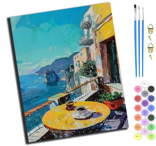 XIAOYOUQIAN Sea Cliff Café,Malen Nach Zahlen Erwachsene,Diy Ölgemälde Leinwand Kit Mit Pinseln Und Acrylfarbe Für Home Haus Deko,50X40Cm,Ohne Rahmen XIAOYOUQIAN Sea Cliff Café,Malen Nach Zahlen Erwachsene,Diy Ölgemälde Leinwand Kit Mit Pinseln Und Acrylfarbe Für Home Haus Deko,50X40Cm,Ohne Rahmen von XIAOYOUQIAN