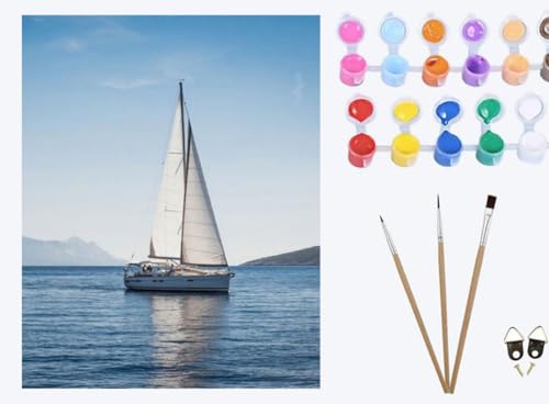 XIAOYOUQIAN Segelboot auf dem Meer,Malen nach Zahlen Erwachsene, Paint by Numbers, DIY Handgemalt Ölgemälde Mit 3 , Pinseln und Acrylfarbe knitterfreie leinwand Kit ,40x50 cm,mit Rahmen XIAOYOUQIAN Segelboot auf dem Meer,Malen nach Zahlen Erwachsene, Paint by Numbers, DIY Handgemalt Ölgemälde Mit 3 , Pinseln und Acrylfarbe knitterfreie leinwand Kit ,40x50 cm,mit Rahmen von XIAOYOUQIAN