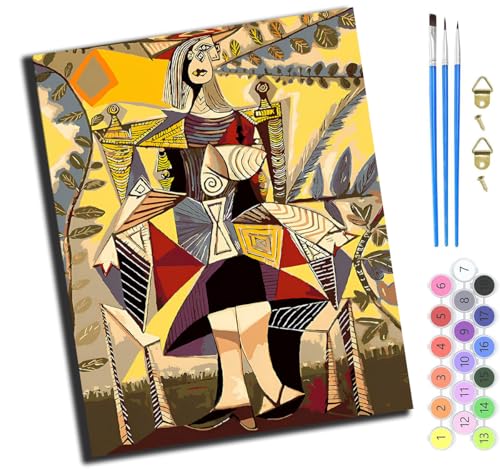 XIAOYOUQIAN Sitzende Frau Von Picasso,Malen Nach Zahlen Erwachsene,Diy Handgemalt Ölgemälde,Mit Pinseln Malerei Kits Erwachsene Kunsthandwerk Für Zuhause 40X50 Cm,Ohne Rahmen XIAOYOUQIAN Sitzende Frau Von Picasso,Malen Nach Zahlen Erwachsene,Diy Handgemalt Ölgemälde,Mit Pinseln Malerei Kits Erwachsene Kunsthandwerk Für Zuhause 40X50 Cm,Ohne Rahmen von XIAOYOUQIAN