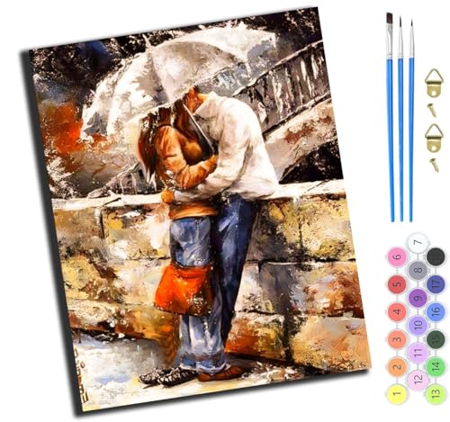 XIAOYOUQIAN Songtext Und Übersetzungthe Lovers In The Rain,Malen Nach Zahlen,Diy Handgemalt Ölgemälde,3 Pinseln Und Vorgedruckt Leinwand，Ölgemälde,Festival Geschenk Home Deko，40X50Cm,Ohne Rahmen von XIAOYOUQIAN