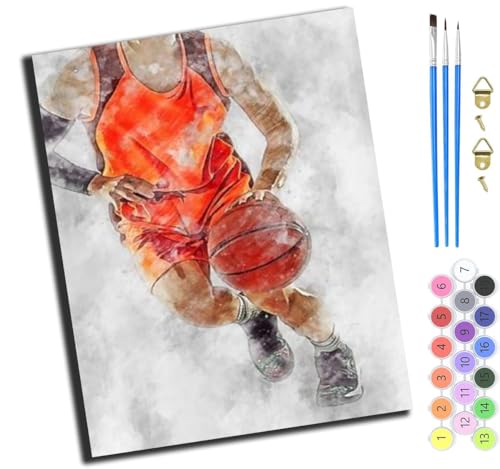 XIAOYOUQIAN Sprungbasketball,Malen Nach Zahlen Erwachsene,Paint By Numbers,Diy Handgemalt Ölgemälde Mit 3,Pinseln Und Acrylfarbe Leinwand Kit,40X50 Cm,Ohne Rahmen XIAOYOUQIAN Sprungbasketball,Malen Nach Zahlen Erwachsene,Paint By Numbers,Diy Handgemalt Ölgemälde Mit 3,Pinseln Und Acrylfarbe Leinwand Kit,40X50 Cm,Ohne Rahmen von XIAOYOUQIAN