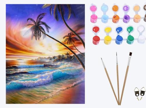 XIAOYOUQIAN Strand Sonnenuntergang Landschaft,Malen Nach Zahlen Erwachsene 40x50cm, mit Pinsels und Acrylfarbe kit, DIY Handgemalt Ölgemälde für Geschenke und Wandbilder Wohnzimmer ,mit Rahmen XIAOYOUQIAN Strand Sonnenuntergang Landschaft,Malen Nach Zahlen Erwachsene 40x50cm, mit Pinsels und Acrylfarbe kit, DIY Handgemalt Ölgemälde für Geschenke und Wandbilder Wohnzimmer ,mit Rahmen von XIAOYOUQIAN