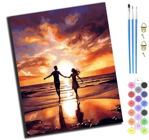 XIAOYOUQIAN Strand Sonnenuntergang Paar Liebhaber,Malen Nach Zahlen Erwachsene,Diy Handgemalt Ölgemälde Kit,40X50 Cm,Paint By Numbers Adult Mit 3,Pinseln Und Acrylfarbe Leinwand Kit,Ohne Rahmen XIAOYOUQIAN Strand Sonnenuntergang Paar Liebhaber,Malen Nach Zahlen Erwachsene,Diy Handgemalt Ölgemälde Kit,40X50 Cm,Paint By Numbers Adult Mit 3,Pinseln Und Acrylfarbe Leinwand Kit,Ohne Rahmen von XIAOYOUQIAN