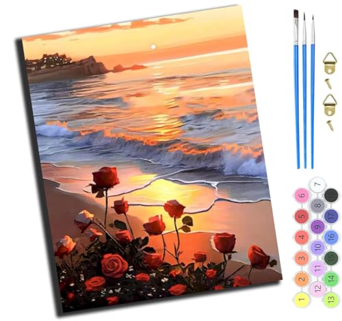 XIAOYOUQIAN Strand Sonnenuntergang Rose Landschaft,Malen Nach Zahlen Erwachsene,Inklusive Pinsel Und Acrylfarben,40X50Cm,Diy Handgemalt Ölgemälde Kit,Ohne Rahmen XIAOYOUQIAN Strand Sonnenuntergang Rose Landschaft,Malen Nach Zahlen Erwachsene,Inklusive Pinsel Und Acrylfarben,40X50Cm,Diy Handgemalt Ölgemälde Kit,Ohne Rahmen von XIAOYOUQIAN