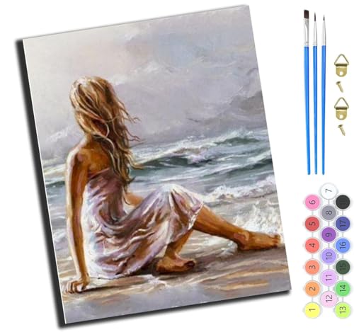 XIAOYOUQIAN Strandmädchen Im Wind,Malen Nach Zahlen,Diy Handgemalt Ölgemälde,3 Pinseln Und Vorgedruckt Leinwand,Ölgemälde,Festival Geschenk Home Deko,40X50Cm,Ohne Rahmen XIAOYOUQIAN Strandmädchen Im Wind,Malen Nach Zahlen,Diy Handgemalt Ölgemälde,3 Pinseln Und Vorgedruckt Leinwand,Ölgemälde,Festival Geschenk Home Deko,40X50Cm,Ohne Rahmen von XIAOYOUQIAN