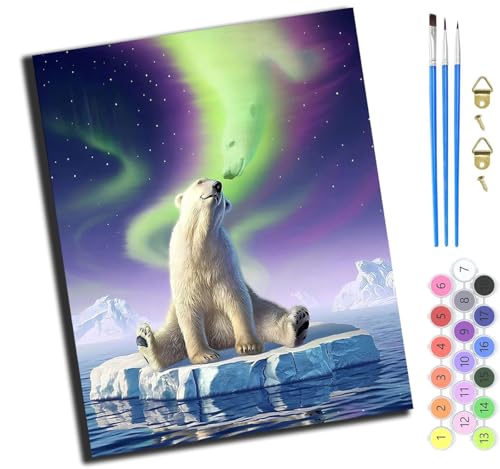 XIAOYOUQIAN Tier Aurora Bär,Malen Nach Zahlen Erwachsene,Diy Handgemalt Ölgemälde Kit,Anfänger Kreativ Bastelset Für Erwachsene Und Mädchen Geschenk,16X20 Inch,Mit Rahmen XIAOYOUQIAN Tier Aurora Bär,Malen Nach Zahlen Erwachsene,Diy Handgemalt Ölgemälde Kit,Anfänger Kreativ Bastelset Für Erwachsene Und Mädchen Geschenk,16X20 Inch,Mit Rahmen von XIAOYOUQIAN