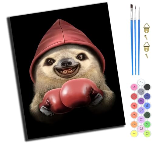 XIAOYOUQIAN Tier Boxer Faultier,Diy Ölgemälde Malen Nach Zahlen Erwachsene Kinder,40X50Cm Handgemalte Geschenke Zahlenmalerei Ab 5 Öl Wandkunst Haus Dekoration Malen,Mit Rahmen XIAOYOUQIAN Tier Boxer Faultier,Diy Ölgemälde Malen Nach Zahlen Erwachsene Kinder,40X50Cm Handgemalte Geschenke Zahlenmalerei Ab 5 Öl Wandkunst Haus Dekoration Malen,Mit Rahmen von XIAOYOUQIAN