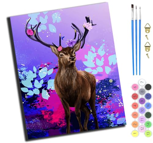 XIAOYOUQIAN Tier-Cartoon-Hirsch,Malen Nach Zahlen Erwachsene,Diy Handgemalt Ölgemälde Kit,Paint By Numbers Adult Mit 3,Pinseln Und Acrylfarbe Leinwand Kit,40X50 Cm,Mit Rahmen XIAOYOUQIAN Tier-Cartoon-Hirsch,Malen Nach Zahlen Erwachsene,Diy Handgemalt Ölgemälde Kit,Paint By Numbers Adult Mit 3,Pinseln Und Acrylfarbe Leinwand Kit,40X50 Cm,Mit Rahmen von XIAOYOUQIAN