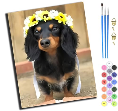 XIAOYOUQIAN Tier Hund Blumen,Malen Nach Zahlen Erwachsene,Diy Handgemalt Ölgemälde Kit,Groß Diy Ölgemälde Kit Für Anfänger,Knitterfreie Leinwand,40X50Cm,Mit Rahmen XIAOYOUQIAN Tier Hund Blumen,Malen Nach Zahlen Erwachsene,Diy Handgemalt Ölgemälde Kit,Groß Diy Ölgemälde Kit Für Anfänger,Knitterfreie Leinwand,40X50Cm,Mit Rahmen von XIAOYOUQIAN