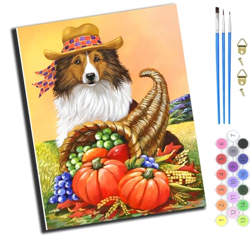 XIAOYOUQIAN Tier Hund Kürbis Lustig,Malen Nach Zahlen Erwachsene,Inklusive Pinsel Und Acrylfarben,40X50Cm,Diy Handgemalt Ölgemälde Kit,Mit Rahmen von XIAOYOUQIAN