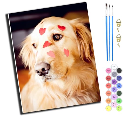 XIAOYOUQIAN Tier Hund Rose Blume,Malen Nach Zahlen Erwachsene,Diy Handgemalt Ölgemälde Kit,Paint By Numbers Adult Mit 3,Pinseln Und Acrylfarbe Leinwand Kit,40X50 Cm,Mit Rahmen XIAOYOUQIAN Tier Hund Rose Blume,Malen Nach Zahlen Erwachsene,Diy Handgemalt Ölgemälde Kit,Paint By Numbers Adult Mit 3,Pinseln Und Acrylfarbe Leinwand Kit,40X50 Cm,Mit Rahmen von XIAOYOUQIAN