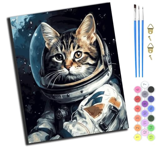 XIAOYOUQIAN Tier Katze Astronaut,Malen Nach Zahlen,Diy Handgemalt Ölgemälde,3 Pinseln Und Vorgedruckt Leinwand,Ölgemälde,Festival Geschenk Home Deko,40X50Cm,Mit Rahmen XIAOYOUQIAN Tier Katze Astronaut,Malen Nach Zahlen,Diy Handgemalt Ölgemälde,3 Pinseln Und Vorgedruckt Leinwand,Ölgemälde,Festival Geschenk Home Deko,40X50Cm,Mit Rahmen von XIAOYOUQIAN