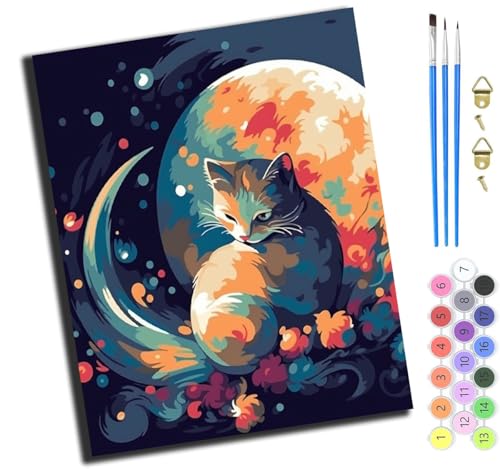 XIAOYOUQIAN Tier Katze Mond,Malen Nach Zahlen Erwachsene,40X50Cm,Be Creative Heimdekoration Anfänger Mit Pinsel Und Acrylfarben Ölgemälde Für Home Decor,Mit Rahmen XIAOYOUQIAN Tier Katze Mond,Malen Nach Zahlen Erwachsene,40X50Cm,Be Creative Heimdekoration Anfänger Mit Pinsel Und Acrylfarben Ölgemälde Für Home Decor,Mit Rahmen von XIAOYOUQIAN