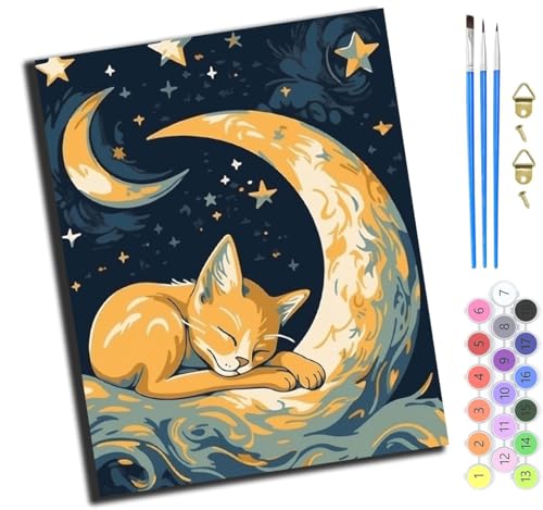 XIAOYOUQIAN Tier Katze Mond,Malen Nach Zahlen Erwachsene,Diy Handgemalt Ölgemälde,Mit Pinseln Malerei Kits Erwachsene Kunsthandwerk Für Zuhause 40X50 Cm,Mit Rahmen XIAOYOUQIAN Tier Katze Mond,Malen Nach Zahlen Erwachsene,Diy Handgemalt Ölgemälde,Mit Pinseln Malerei Kits Erwachsene Kunsthandwerk Für Zuhause 40X50 Cm,Mit Rahmen von XIAOYOUQIAN