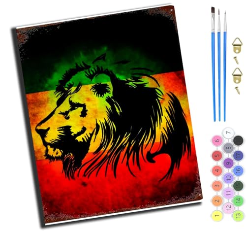 XIAOYOUQIAN Tier Löwe,Malen Nach Zahlen Erwachsene,Diy Ölgemälde Leinwand Kit Mit Pinseln Und Acrylfarbe Für Home Haus Deko,50X40Cm,Mit Rahmen von XIAOYOUQIAN