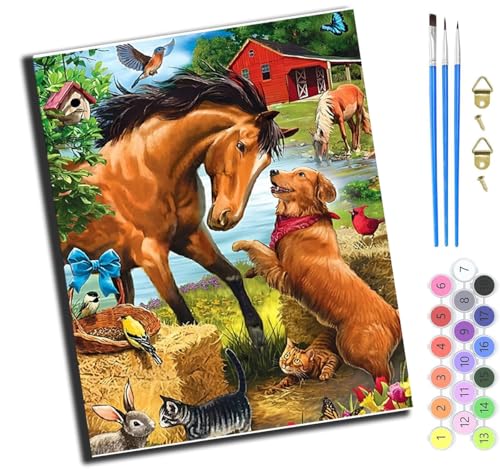XIAOYOUQIAN Tiere Hund Und Pferd,Malen Nach Zahlen Erwachsene,Diy Handgemalt Ölgemälde Kit,Inklusive Pinsel Und Acrylfarben,40X50 Cm,Mit Rahmen XIAOYOUQIAN Tiere Hund Und Pferd,Malen Nach Zahlen Erwachsene,Diy Handgemalt Ölgemälde Kit,Inklusive Pinsel Und Acrylfarben,40X50 Cm,Mit Rahmen von XIAOYOUQIAN