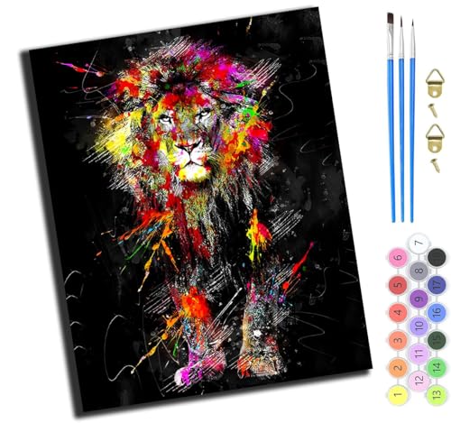 XIAOYOUQIAN Tiere Löwe Tiger Gepard,Malen Nach Zahlen Erwachsene,Diy Bastelset Handgemalt Ölgemälde Geschen Kit Mit 3,Pinseln Und Acrylfarbe Knitterfreie Leinwand Kit,40X50 Cm,Mit Rahmen von XIAOYOUQIAN