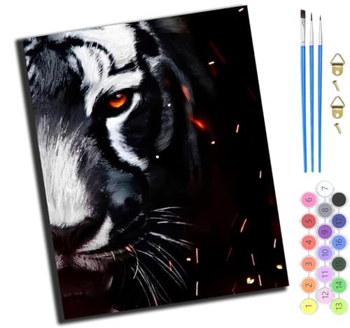 XIAOYOUQIAN Tiere Löwe Tiger Gepard,Malen Nach Zahlen Erwachsene,Diy Handgemalt Ölgemälde Kit,Paint By Numbers Adult Mit 3,Pinseln Und Acrylfarbe Leinwand Kit,40X50 Cm,Mit Rahmen von XIAOYOUQIAN
