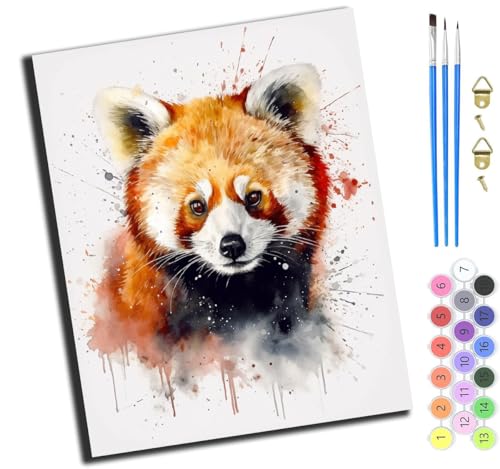XIAOYOUQIAN Tiereniedlichroter Pandaschmetterling,Malen Nach Zahlen Erwachsene,Diy Handgemalt Ölgemälde Kit,Inklusive Pinsel Und Acrylfarben,40X50 Cm,Mit Rahmen von XIAOYOUQIAN