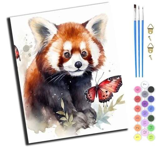 XIAOYOUQIAN Tiereniedlichroter Pandaschmetterling,Malen Nach Zahlen Erwachsene,Diy Ölgemälde Leinwand Kit Mit Pinseln Und Acrylfarbe Für Home Haus Deko,50X40Cm,Mit Rahmen XIAOYOUQIAN Tiereniedlichroter Pandaschmetterling,Malen Nach Zahlen Erwachsene,Diy Ölgemälde Leinwand Kit Mit Pinseln Und Acrylfarbe Für Home Haus Deko,50X40Cm,Mit Rahmen von XIAOYOUQIAN